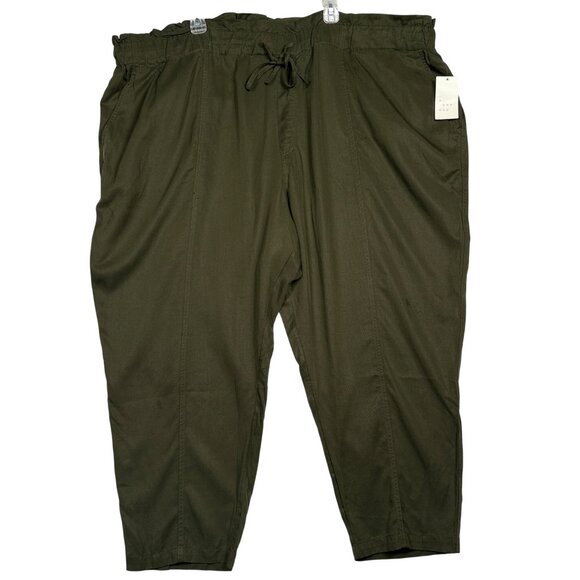 Universal Thread Women's Drawstring Tapered Olive Cropped Pants Size 26W P - Picture 1 of 5